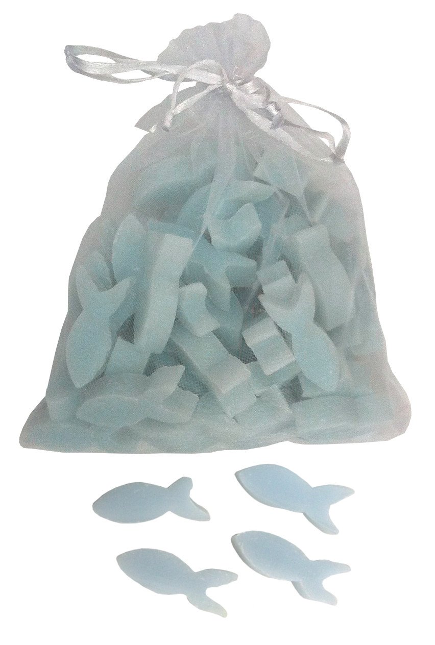 Florex Mini Fish-Shaped Sheep's Milk Soap, 50 Pieces in Organza Bag, Gift for Guests