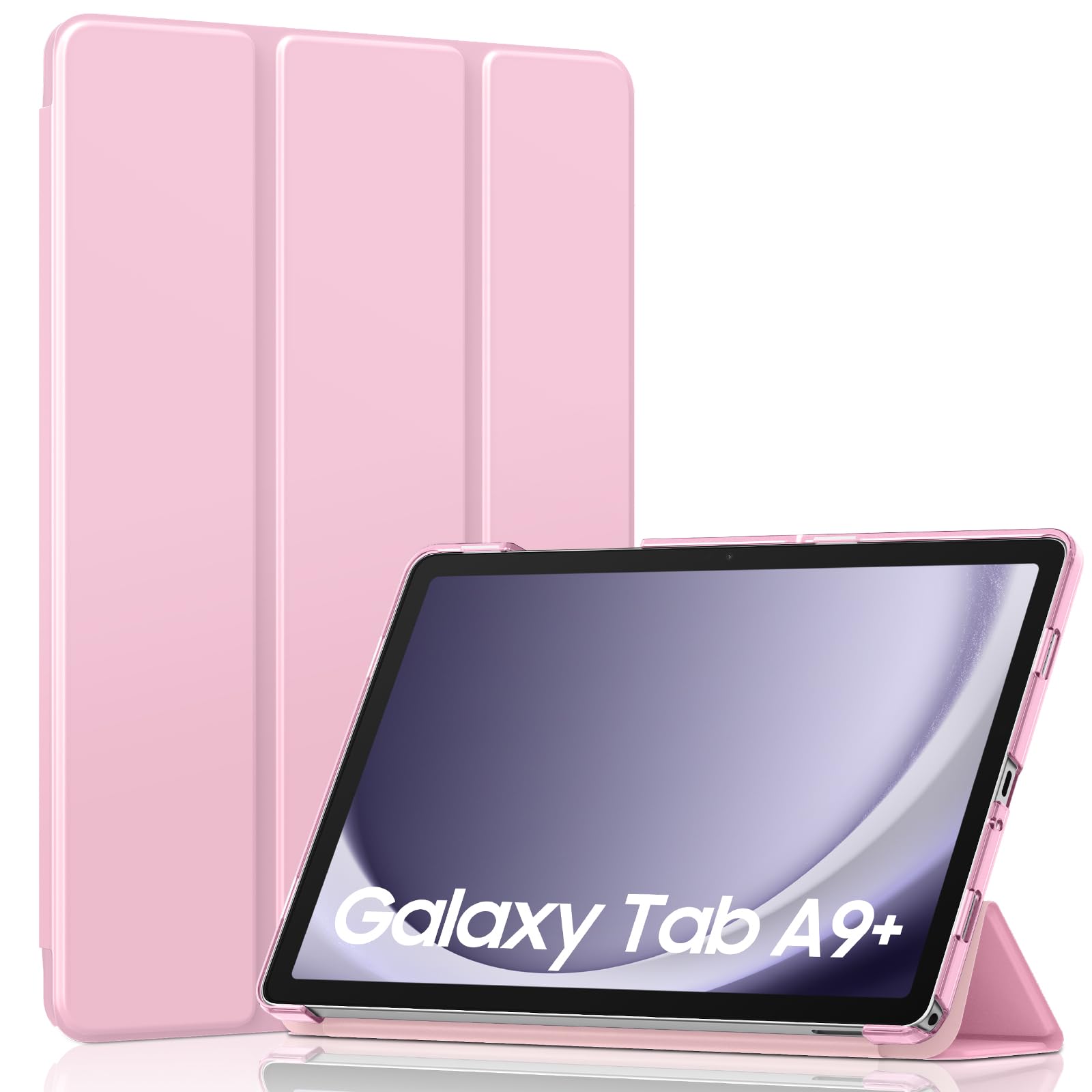 Photo 1 of MoKo for Galaxy Tab A9 Plus/A9+ Case 11 inch 2023, Slim Stand Hard PC Translucent Back Shell Smart Cover for Galaxy Tab A9 Plus Tablet SM-X210/X216/X218, Auto Wake/Sleep, Flowers Pink