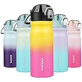 BJPKPK Stainless Steel Insulated Water Bottle with Straw Lid 18oz Reusable Metal Thermal Flask Bottles Keep Cold and Hot,Rainbow
