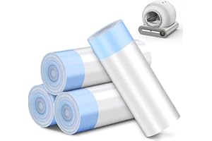 DJDUCK 80 Count Waste Bags for Self Cleaning Cat Litter Box, 17.8 x 17.8 inches Replacement Extra Large Liners, 4 Rolls of Drawstring Trash Bags for Robot Automatic Litter Boxs (80 Counts/4 Rolls)