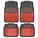 BDK Real Heavy Duty Metallic Rubber Mats for Car SUV and Truck (Red Black) - All Weather Protection, Trimmable