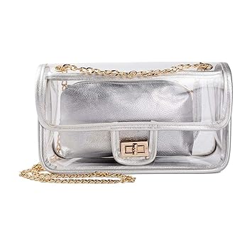 Simple Retro Lock Transparent Bag Square Shoulder Bag Messenger Bag(Silver)