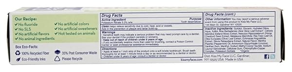 KISS MY FACE FLUORIDE FREE SENSITIVE TOOTHPASTE 4.5 OZ (PACK OF 2)