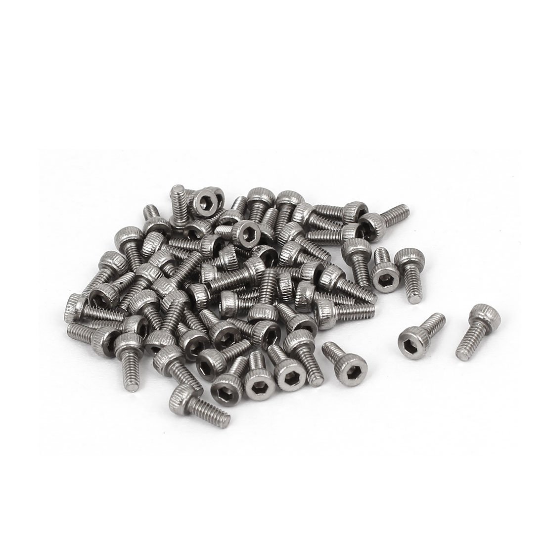 uxcell M2 x 5mm 0.4mm Pitch 304 Stainless Steel Hex Socket Head Cap Screw DIN912 55pcs