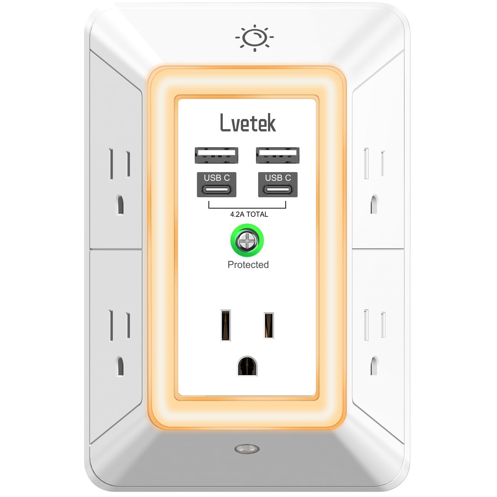 Multi Plug Outlet Surge Protector - Lvetek 3-Sided