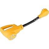 Camco RV Dogbone Electrical Adapter with Innovative 180 Degree Bend Design and PowerGrip Handle - 15 Amp Male to 50 Amp Femal