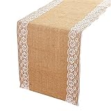 DOTHOUSE Lace Burlap Table Runners- 12 X 108 Inches Natural Jute Table Runner,Rustic Table Runners For Shabby Chic Wedding Party,Indoor and Outdoor Events