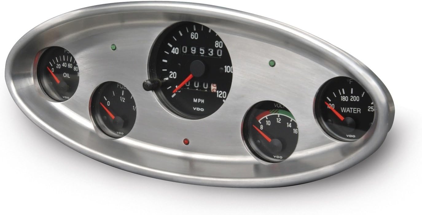 Lokar BDI-9102 3-1/8" 5 Gauge Polished VDO/Auto Meter Dash Insert for Ford