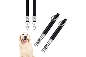 ROFAKU 2 Pack Dog Whistle, Dog Whistle to Stop Barking Neighbors Dog, Adjustable Ultrasonic Silent Dog Whistle, Professional Recall Dog Training Whistle with Lanyard