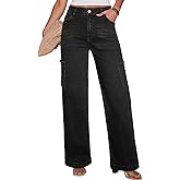 Sidefeel Straight Leg Jeans for Women High Waisted Baggy Pants Loose Stretchy Wide Leg Cargo Jeans