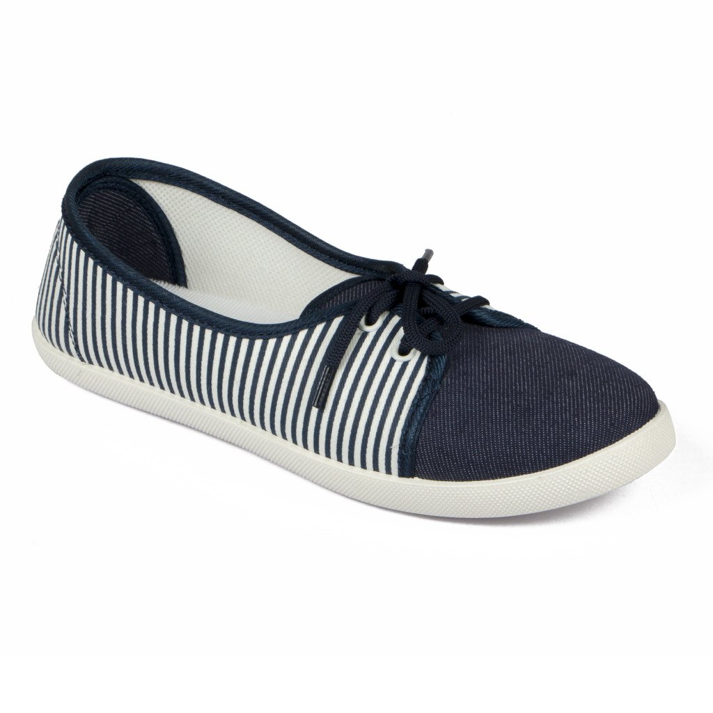 asian shoes lr-82 navy blue white canvas women shoes