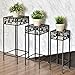 Giantex Set of 3 Metal Plant Stand, 3 Pieces Flower Pot Holder Rack with Ceramic Beads Design, Irons Planter Supports Display End Table for Home Patio Garden (Square)