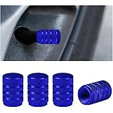 Norkmdi Car Tire Valve Stem Caps, 4PCS Aluminum Alloy Leakproof Vehicle Wheel Air Caps Cover, Dustproof Automotive Exterior Valve Stem Accessories, Universal for SUV RV Truck (Blue)