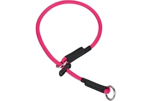 FURSDOLY Martingale Dog Collar, 5/16” High-Strength Nylon Rope Slip Collar with Spring-Loaded Adjustable Stopper for Small, Medium & Large Dogs(Pink, 18 inch)