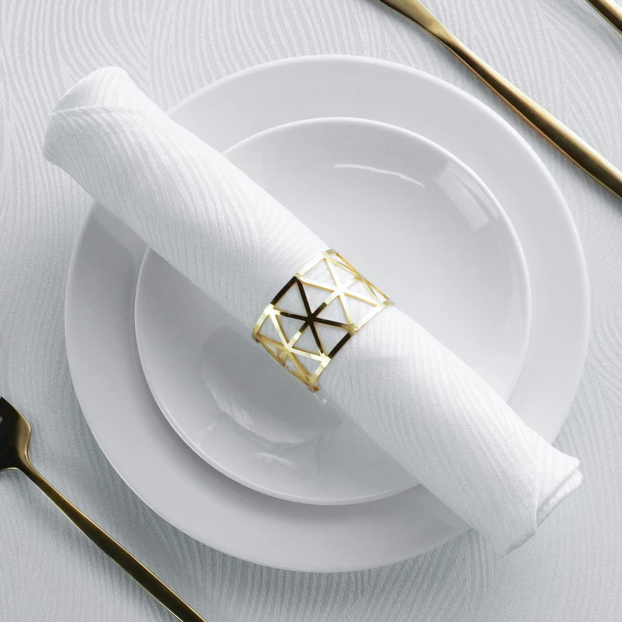 SPRICA Jacquard Napkins 48x48cm Set of 4 Pieces Decorative Washable Reusable Napkin, White