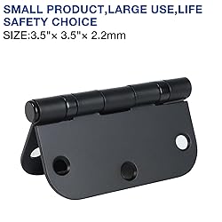 6 Pack No Squeak Matte Black Door Hinges 3.5 Inch