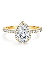 Oivley 2CT Pear Shaped Engagement Rings for Women