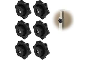VILPKWMP 6 Pcs 1/4-20 Threaded Knob Nut, 5 Star Shaped Female Thread Knob with Sturdy PP and Stainless Steel Thread, Black Plastic Star Knobs Screw-On Clamping Knobs for Tool, Machinery & Equipment (1/4"-20)
