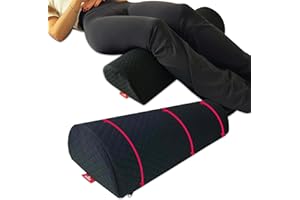 XOLLOZ Knee Pillow for Back Sleeping – Bolster Pillow with Anti-Slip Bottom, Lumbar Support Cylinder for Legs & Spine, Premium Under Knee Cushion for Bed, Massage Table & Home Use, Black