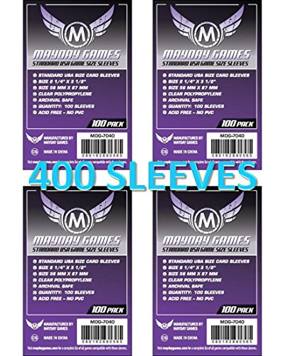Mayday Games 7040 Clear Sleeves 56x87mm Standard USA Game Size (4x100 Pack, 400 sleeves)