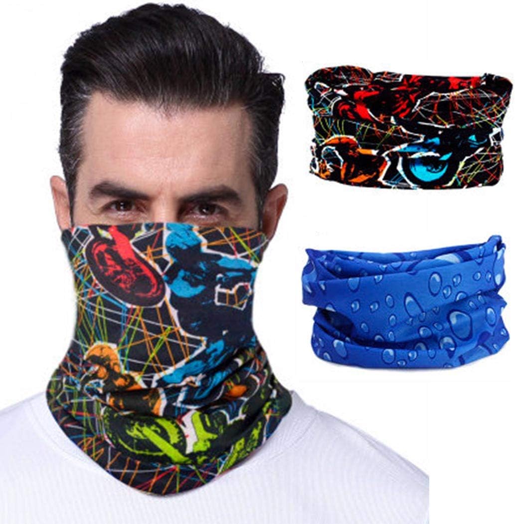 2Pcs Outdoor Seamless Face Mask Bandana Neck Gaiter Elastic Tube Headwrap Sun Sport Windproof Headwear Men Women Balaclava Scarf Dust Magic Headbands Unise