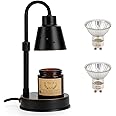 Candle Warmer Lamp with 2 Bulbs, Electric Candle Lamp Dimmable, Top Melting for Scented Wax Candle Warmer Light Compatible with Small and Large Candles Scented Wax Gifts for Mom Women(Black)
