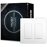 MoesGo 2nd Gen WiFi Smart Light Switch, Star Ring Backlight, White 2 Gang | Wireless multi-control, 2.4GHz WiFi, neutral wire required, MOES Smart Life app, random schedule, Alexa and Google Home