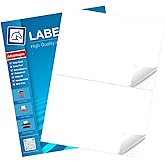 Pony Packaging 5-1/2" x 8-1/2" Half Sheet Labels, 200 Blank White Matte Finish Printable Inkjet/Laser Printer Labels