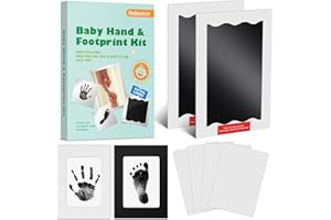 NABANCE Baby Hand and Footprints, 8 Pcs Large Size Inkless Baby Handprint and Footprint Kit with Photo Frames, Clean Touch Ink Pads, Safe Doesn’t Touch Skin Print Kit Family Keepsake Gifts for Newborn