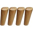 BIKANI Round Solid Wood Furniture Legs Sofa Replacement Legs Perfect for Mid-Century Modern/Great IKEA hack for Sofa, Couch, Bed, Coffee Table（5 Inches,Set of 4, Original Wood Color）