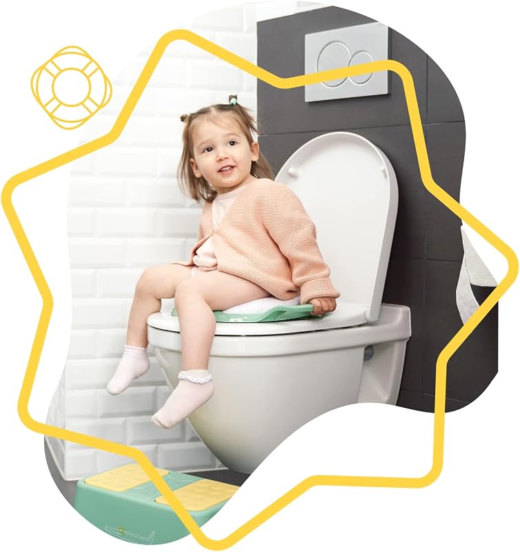 Toilettensitz Kinder mit Griffen & weichem Sitz - Rutschfester Toilettenaufsatz mit Krokodil-Motiv - Ergonomischer Toilettensitz - Universell passend - Leicht zu reinigen - 18 Monate +