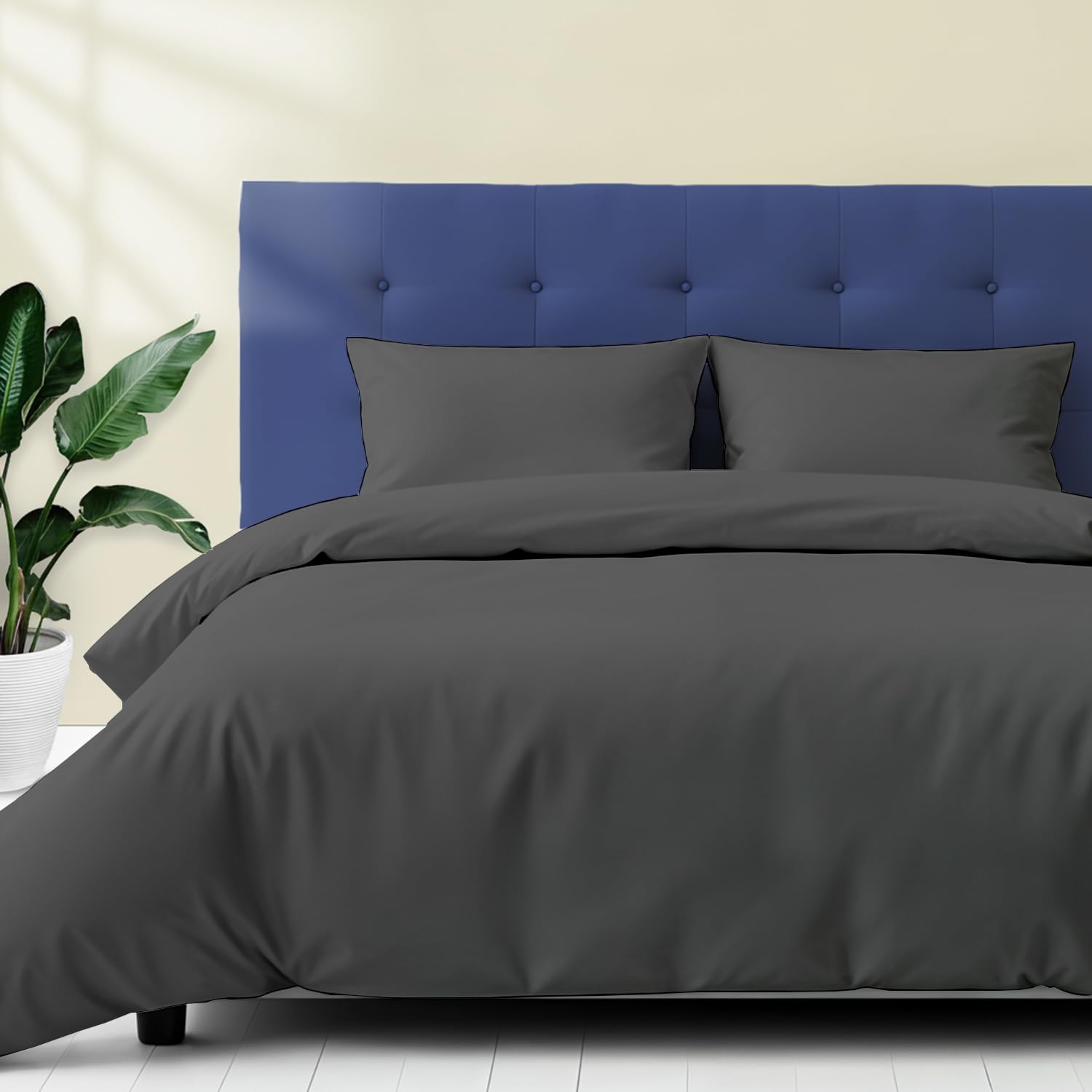 Photo 1 of Ashton Sheets Egyptian Cotton King Size Duvet Cover Set - 600 Thread Count Egyptian Cotton Soft Sateen Weave Comforter Cover, Zipper Closure & Corner Ties (3 Pc, Dark Grey, King/California King)
