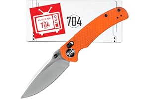 704 Gear Urban Ranger Lite V2 | EDC Folding Pocket Knife with Ambidextrous Thumbstud and Crossbar Lock | 2.91" Blade, 14C28N Steel, Reversible Pocket Clip | Orange/Brushed Stainless