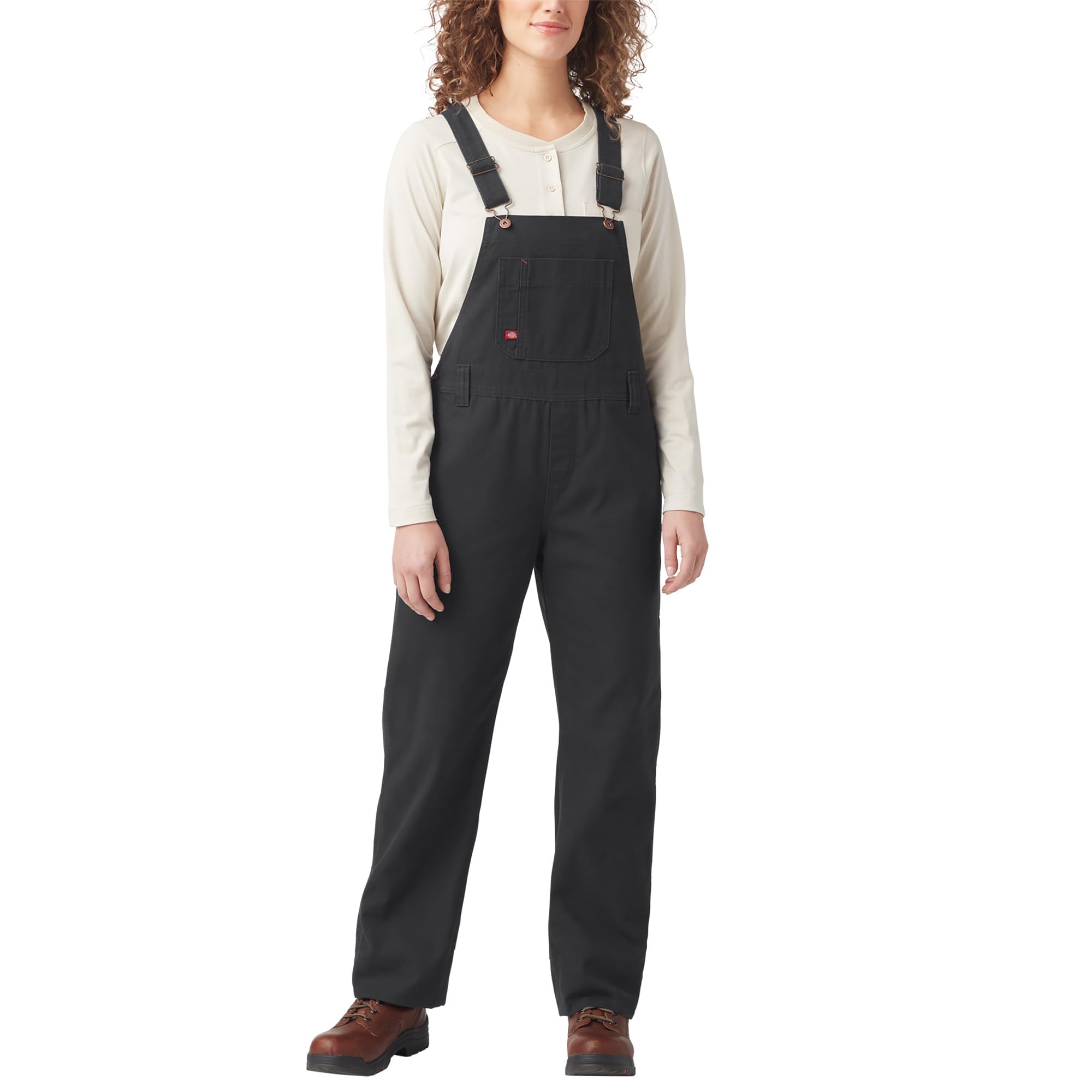 Photo 1 of Dickies Womens W Relaxed Straight Bib Overalls, Rinsed Black, X-Small US