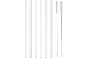 Hydro Energy 6 Replacement Straws for Hydro Flask Wide Mouth Water Bottle, 6 Straws and 2 Straws Brushes Included [9.5 Inch]