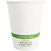 World Centric Compostable Cups 12 oz - Paper Hot Cups Made from Plants - 200 Pack