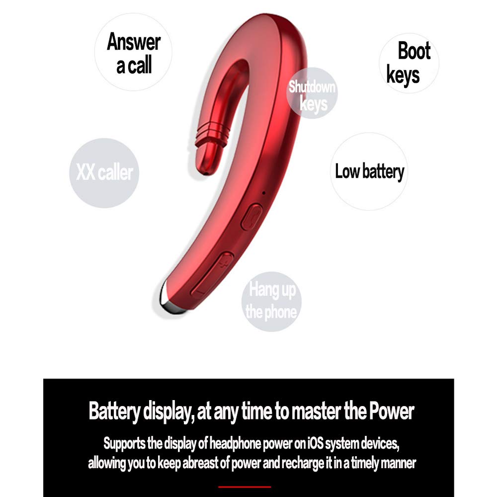 SLUB Ture Wireless Bluetooth Invisible Single Earbud with Microphone Noise Cancelling  Waterproof Ear-Hook Non Ear Plug Sport Headset for  Cell Phone(Black)