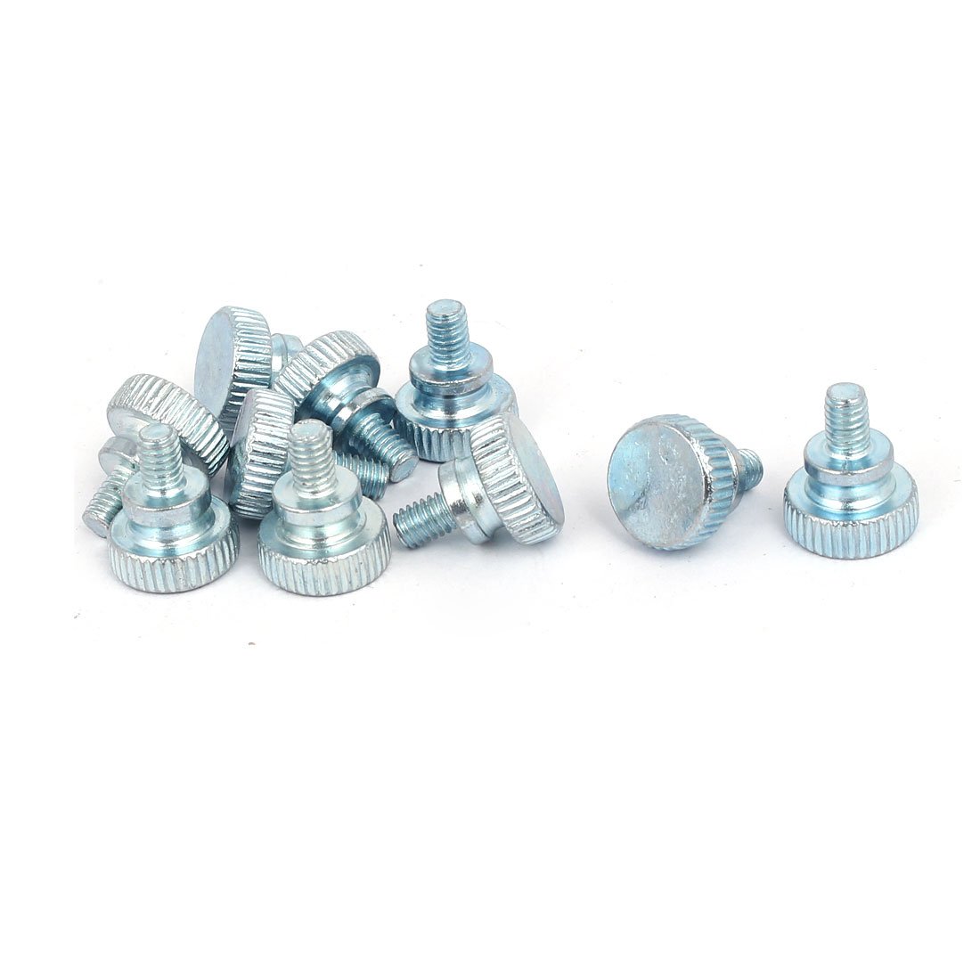 sourcingmap M4x6mm Flat Knurled Head Fully Threaded Thumb Screws Bolts Fastener 10pcs