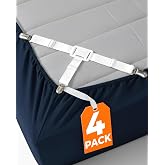 Bed Sheet Holders - Adjustable Elastic Fasteners with Metal Clips | Sheet Clips Keep Sheets in Place, Stay in Place Fitted Bedding Straps, Bed Corner Holders, Firm Tight Suspenders for Mattress