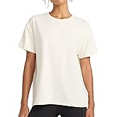 Reebok Womens Embroidery Hit All Short Sleeve Crewneck T-Shirt, Oversized Fit, Lightweight Stretch Cotton Fabric