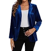 MINTLIMIT Womens Velvet Blazer Suit Jacket Casual Work Office Long Sleeve Fully Lined Blazer Jacket with Pocket Outerwear Royal Blue X-Large