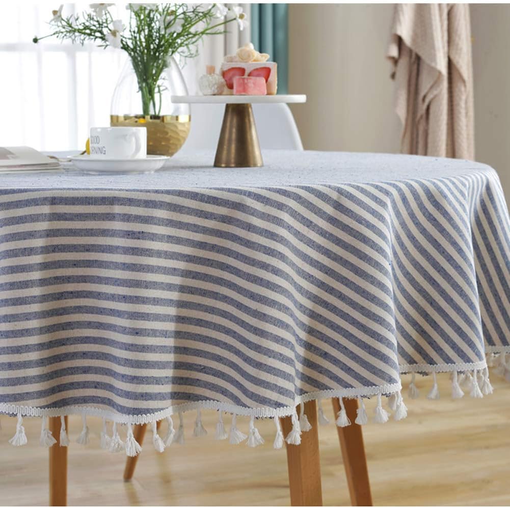 Best black stripped round plastic table cloth