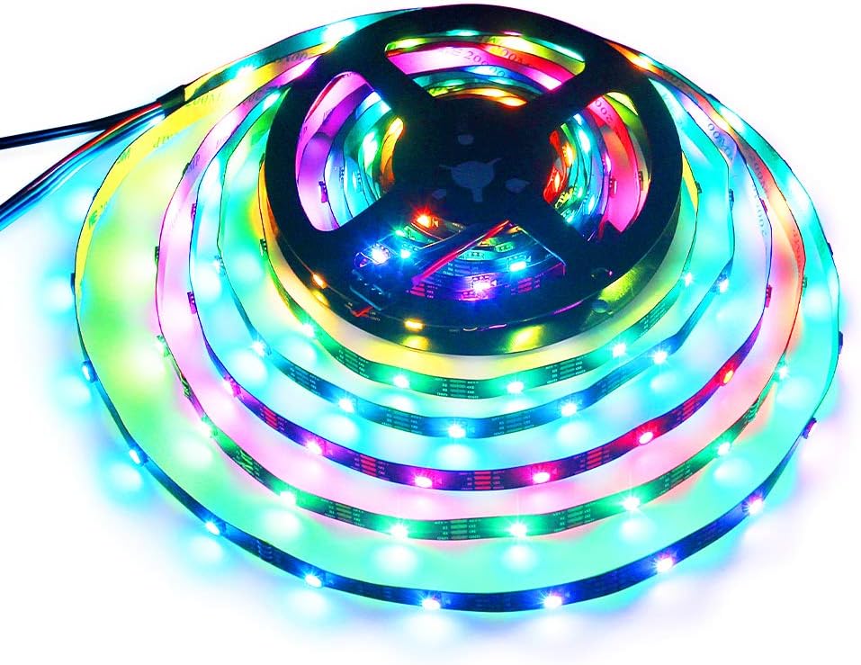 WS2815 (12V WS2812B ) LED 5M 150 Pixels Aclorol Individual Addressable 5050 RGB LED Flex Strip Light Non-Waterproof Black PCB DC 12V