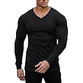 Muscle Cmdr Slim Fit Thermal V Neck Long Sleeve,Muscle Shirt, Casual, Ribbed Pullover Tee Lightweight Sweater Undershirts