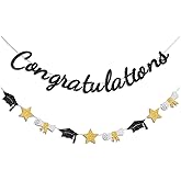 Vofrise Congratulations Banner Black and Gold Graduation Decorations Class of 2026 Prestrung Congrats Grad Banner for Middle School High School College Graduate Party Decorations