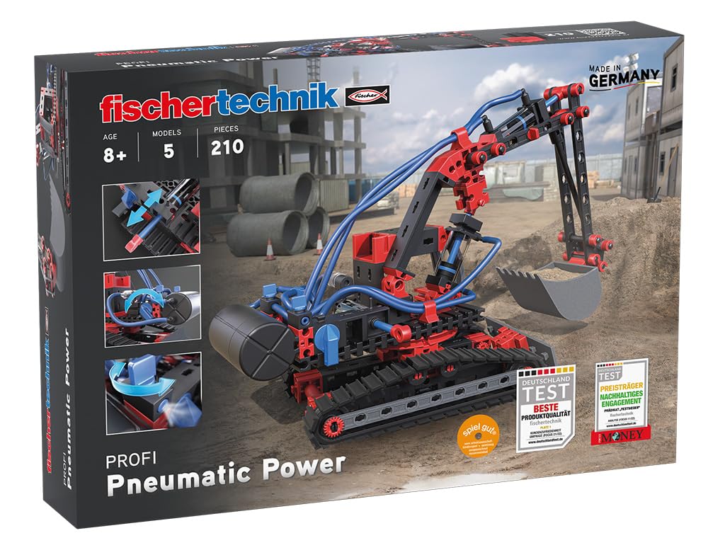 fischertechnik PROFI Pneumatic Power 533874 — Construction Set, Educational Toy for Children, 5 Models, Ages 8+