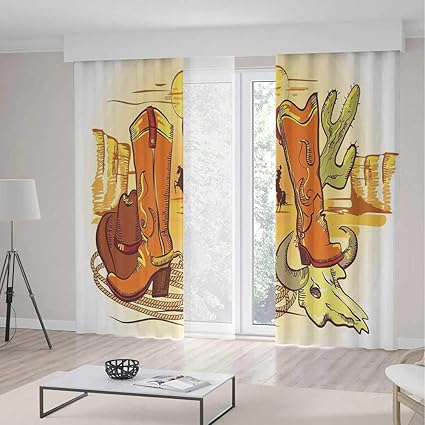 Amazon Com Window Curtains Western Living Room Bedroom Decor Old