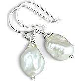 MadamLili Pearl Earrings | Sterling Silver Dangle Earrings | Hypoallergenic & Waterproof Jewelry | Elegant Pearl Drop Earrings for Women | Wedding, Anniversary & Birthday Gift