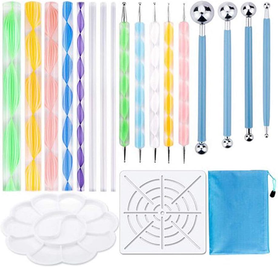 TYUHDF Clay Tool Set 19pcs Pottery Ceramics Modeling Carving Reusable DIY Crafts Indentation Ball Pen Hobby Plastic Palette Combination Kit Acrylic Rods Painting Accessories