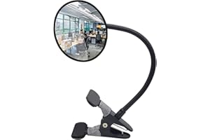 Orifort Acrylic Clip On Security Cubicle Mirror, 3.75" Personal Safety and Security Office Desk Rear View Monitors Convex Mirror with Frame (Round)